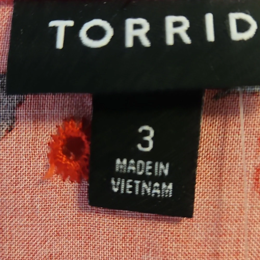 Torrid Red Floral Print Babydoll Top - Picture 3 of 8